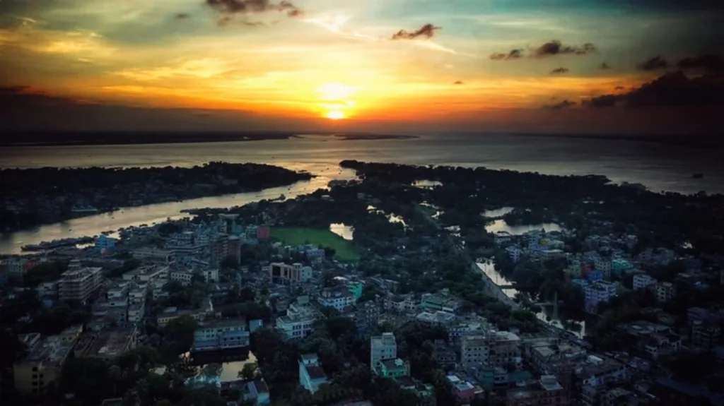 Beautiful Sunset scenario in the Meghna River - Chandpur